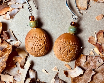 Earrings hand carved from avocado pits| Hand carved earrings | Boho earrings | lightweight earrings