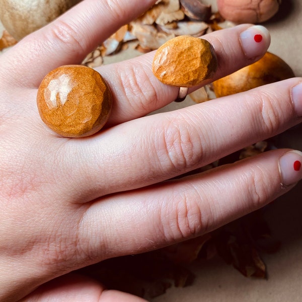 Carved avocado pit adjustable ring | Understated jewelry | statement ring  | unisex ring