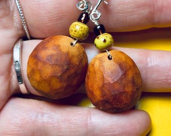 Earrings hand carved from avocado pits| Hand carved earrings | Boho earrings |