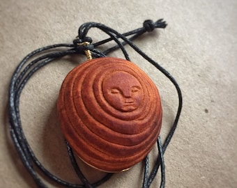 Carved avocado stone necklace. Cacoon doll. Amulet necklace. Calmness. Meditation. Tranquility.