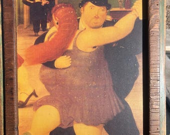 Framed Painting Reproduction by famous late Colombian artist Fernando Botero named “ Dancing in Columbia “ or “ Dancers”