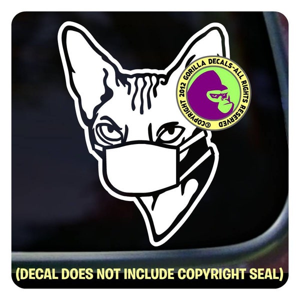 Sphynx Cat with Mask - Corona Virus Covid Breed Car Window Sign Vinyl Decal Sticker