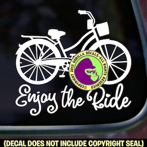 ENJOY THE RIDE Cruiser Bike Beach Bicycle Biking Cycle Decal Sticker