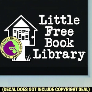 NEIGHBORHOOD FREE BOOK Library Little Reading House Front Yard Vinyl Decal Sticker