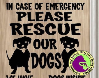 RESCUE OUR DOGS Front Door Dog Safety Vinyl Decal Sticker