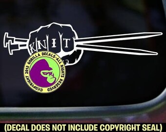 KNIT Fist Knitting Love Knitter Needles Vinyl Decal Sticker