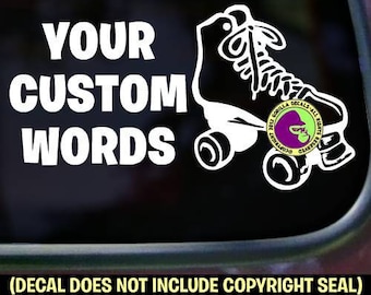 CUSTOM ROLLER SKATING Add Your Words Skater Roller Derby Vinyl Decal Sticker