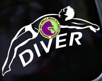 Diver Female Springboard Dive Board Love Diving Vinyl Decal Sticker D Diver Female Springboard Dive Board Love Diving Vinyl Decal Sticker D