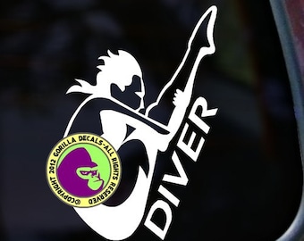 DIVER Springboard Female Diving Decal Sticker