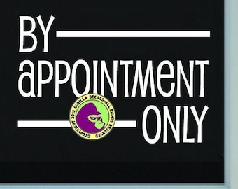 BY APPOINTMENT ONLY Retail Storefront Front Door Window Vinyl Decal Sticker