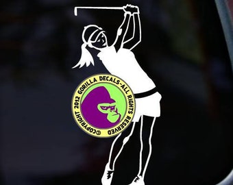 ゴルファー 女性ゴルフプレーヤー レディース ビニール デカール ステッカー