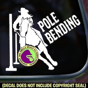 POLE BENDING Barrel Race Rodeo Racing Horse Rider Vinyl Decal Sticker