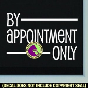 BY APPOINTMENT ONLY Retail Storefront Front Door Window Vinyl Decal Sticker
