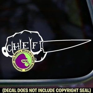 FIST CHEF KNIFE Cook Baker Tattoo Vinyl Decal Sticker