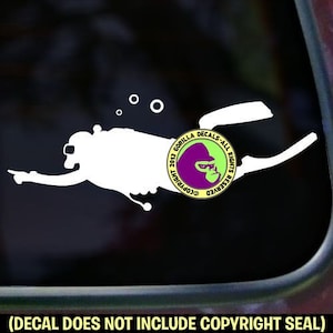 Vinyloverdrukplaatjesticker Scuba Diver Ocean Diving Duik