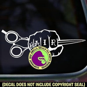 HAIR FIST Hairdresser Stylist Shears Salon Vinyl Decal Sticker