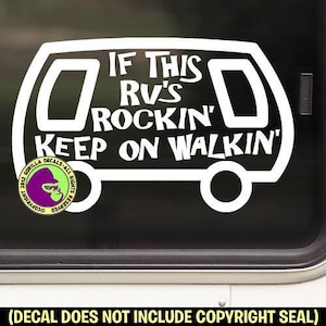 RV ROCKIN&#39; Funny Door Window Sign Vinyl Decal Sticker