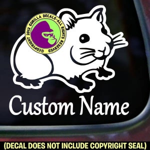 Hamster  -  Add YOUR CUSTOM TEXT - Pet Vinyl Decal Sticker