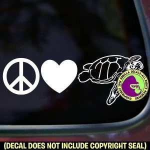 VREDE LIEFDE zeeschildpadden oceaan liefde schildpad vinyl sticker sticker