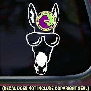 SUNGLASSES DONKEY Burro Mini Donkeys Pet Vinyl Decal Sticker