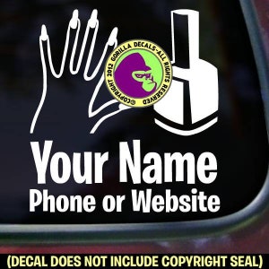 CUSTOM MANICURIST Add You Custom Text Manicure Polish Salon Vinyl Decal Sticker