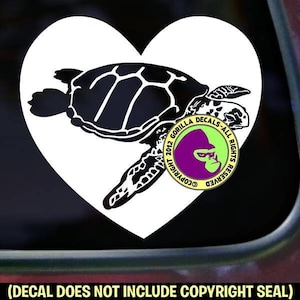 HART Zeeschildpad Bloemen Oceaan Liefde Vinyloverdrukplaatjesticker