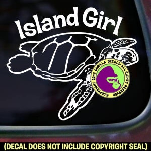 ISLAND GIRL - Sea Turtle Flowers Ocean Love Vinyl Decal Sticker