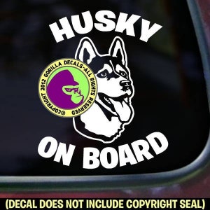 HUSKY ON BOARD Siberian Dog Breed Car Window Sign Vinyl Decal Sticker
