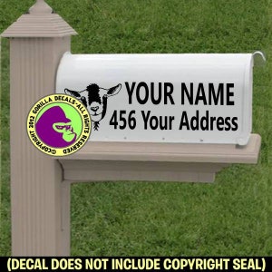 Goat MAILBOX Set of 2 - Add Your CUSTOM ADDRESS - Farm Herd Love Pet Vinyl Decal Sticker