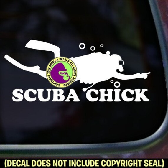 SCUBA CHICK Diving Vinyl Decal Sticker Diver Dive Love Car Window Bumper Sign 