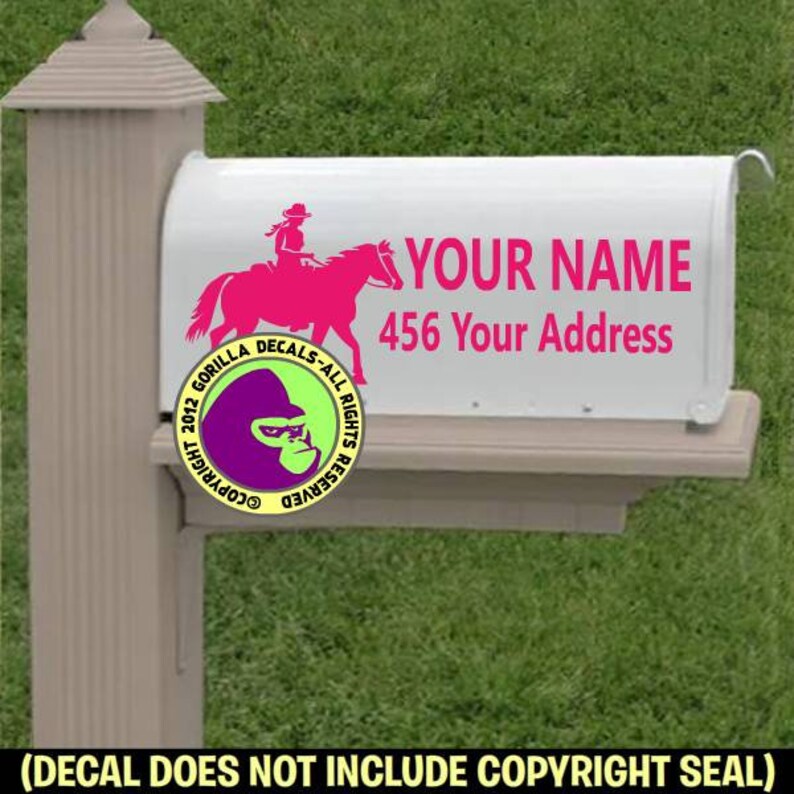 Add Your CUSTOM ADDRESS Vinyl Decal Sticker Trail Horse Rider MAILBOX Set of 2