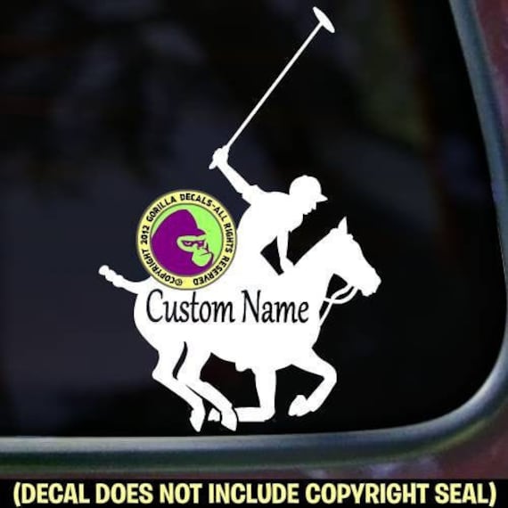 MEMORIAL Polo Horse Rider ADD CUSTOM WORDS Vinyl Decal Sticker E