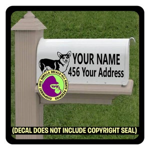 Welsh Corgi Dog MAILBOX Set of 2 Decals - Add Your CUSTOM ADDRESS - Vinyl Decal Sticker