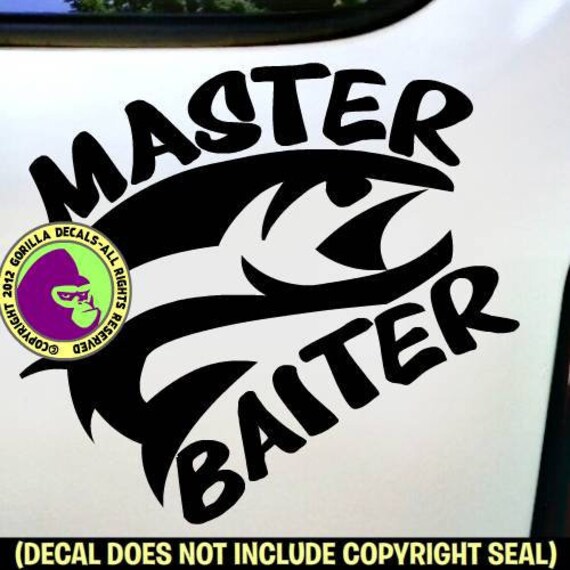 MASTER BAITER Funny Fishing Fisherman Vinyl Decal Sticker 