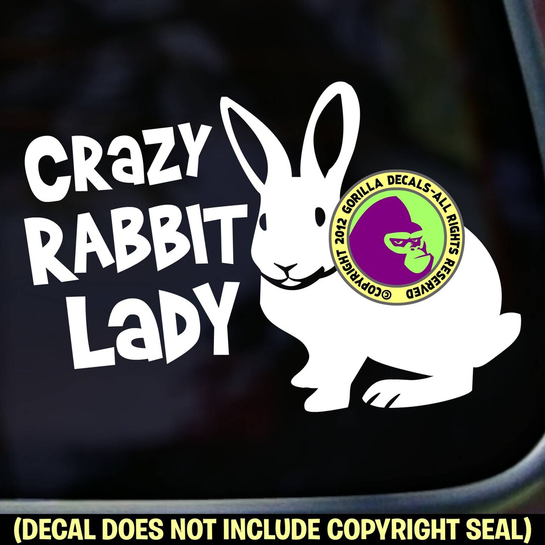 CRAZY RABBIT LADY #2 Funny Cute Bunny Pet Vinyl Decal Sticker - Etsy