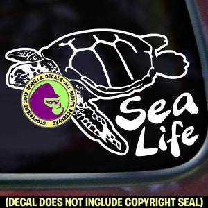SEA LIFE - Sea Turtle Flowers Ocean Love Vinyl Decal Sticker