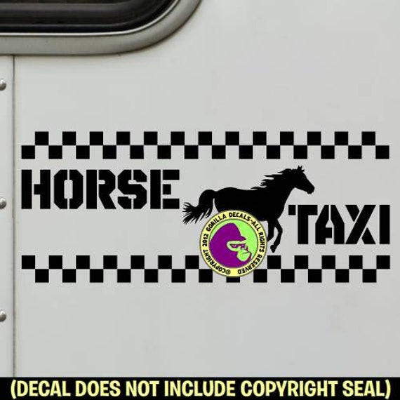 Horse Taxi Funny Trailer Back Door Caution Sign Vinyl Decal Etsy