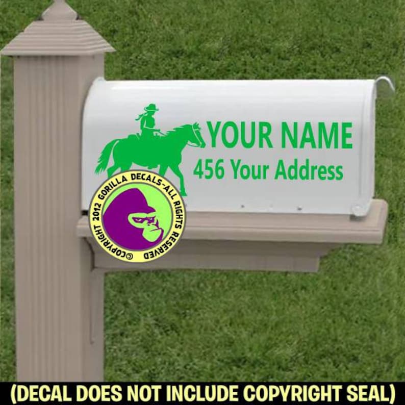 Add Your CUSTOM ADDRESS Vinyl Decal Sticker Trail Horse Rider MAILBOX Set of 2
