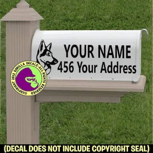 German Shepherd Dog MAILBOX Set of 2 Decals - Add Your CUSTOM ADDRESS - Vinyl Decal Sticker