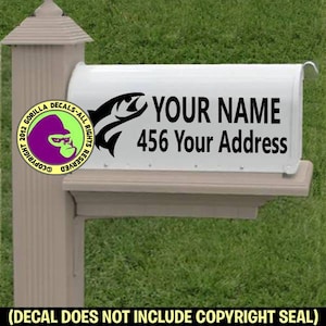 Fishing Fisherman MAILBOX Set of 2 - Add Your CUSTOM ADDRESS - Vinyl Decal Sticker