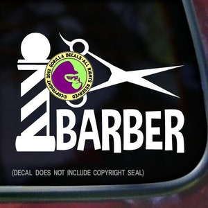 BARBER POLE Shears Barbering Shop Love Sign Vinyl Decal Sticker