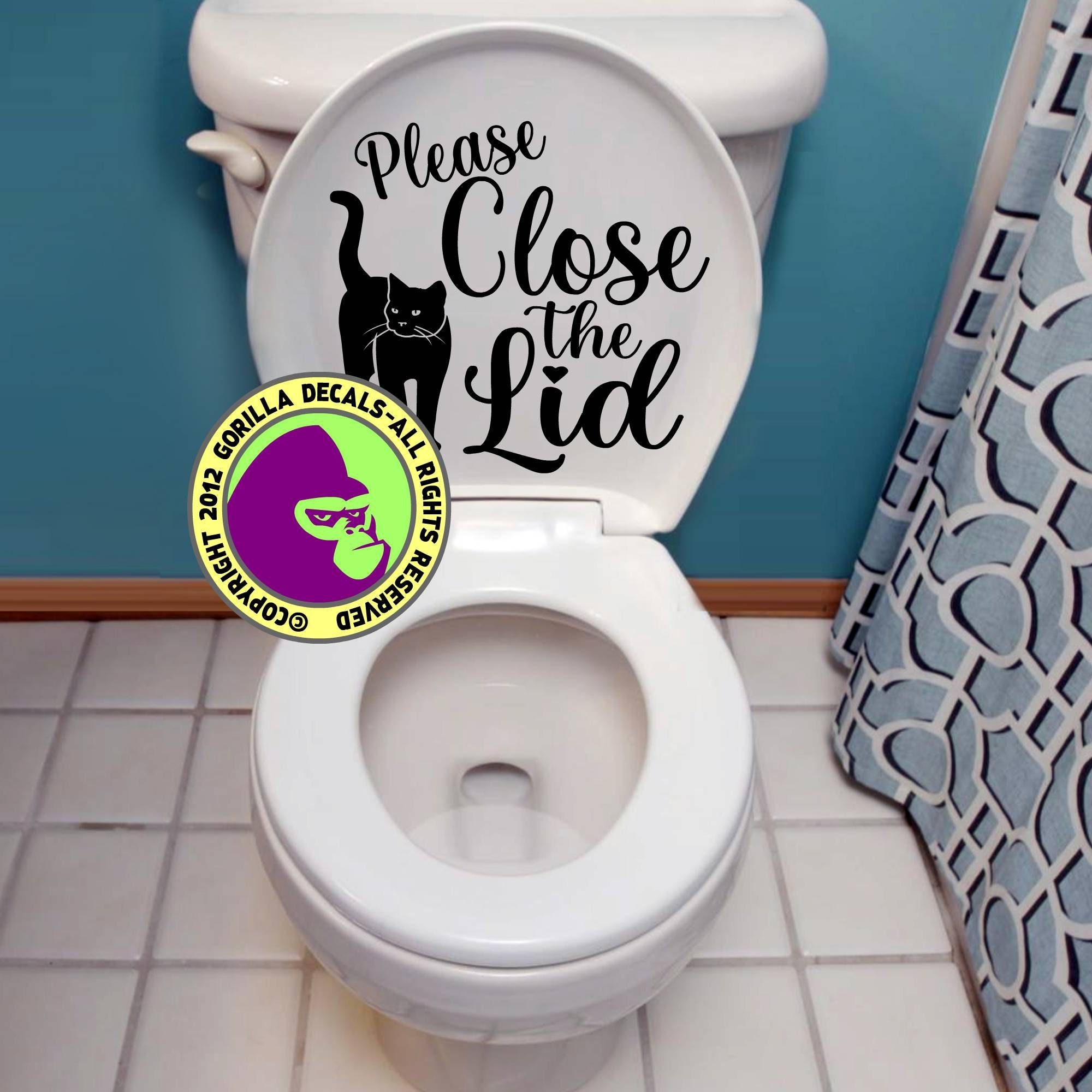 Stickers Toilette WC merci de tirer la chasse Couleur Noir