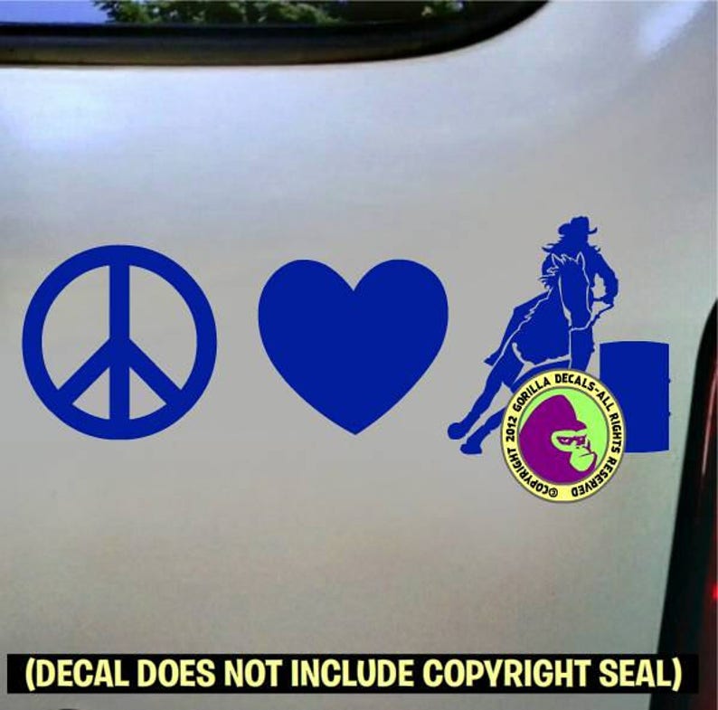 Download Peace Love Barrel Racing Racer Vinyl Decal Sticker Riding Farm Animals Pet Supplies Vadel Com