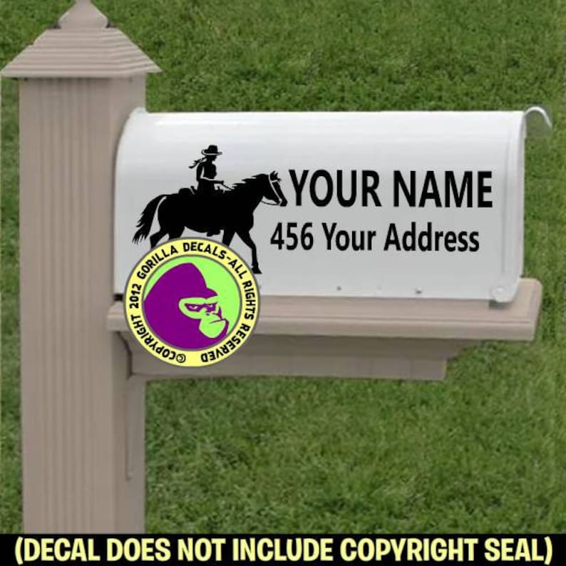 Add Your CUSTOM ADDRESS Vinyl Decal Sticker Trail Horse Rider MAILBOX Set of 2