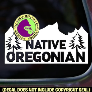NATIVE OREGONIAN Oregon State Vinyl Decal Sticker