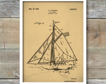 sailboat blueprint etsy
