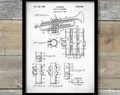 Selmer Trumpet Patent Print, Selmer 1939 Trumpet Patent Poster, Musician Art, Trumpet Art, Music Room Decor, Trumpet Decor, P248
