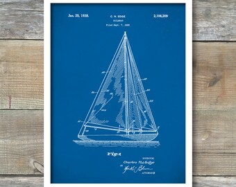 sailboat blueprint etsy