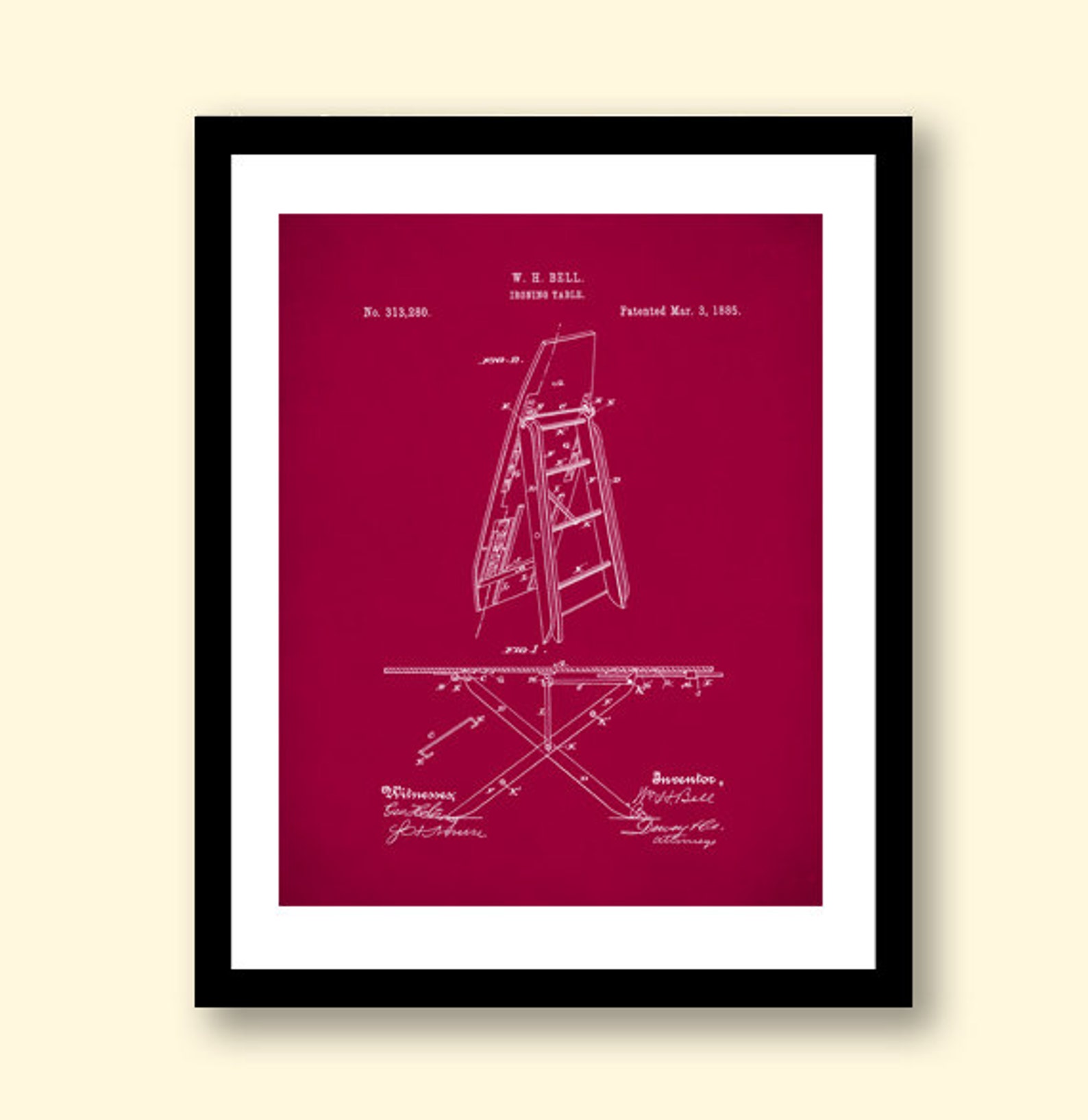 Ironing Board Patent Print 1885 Poster Wall Art Etsy