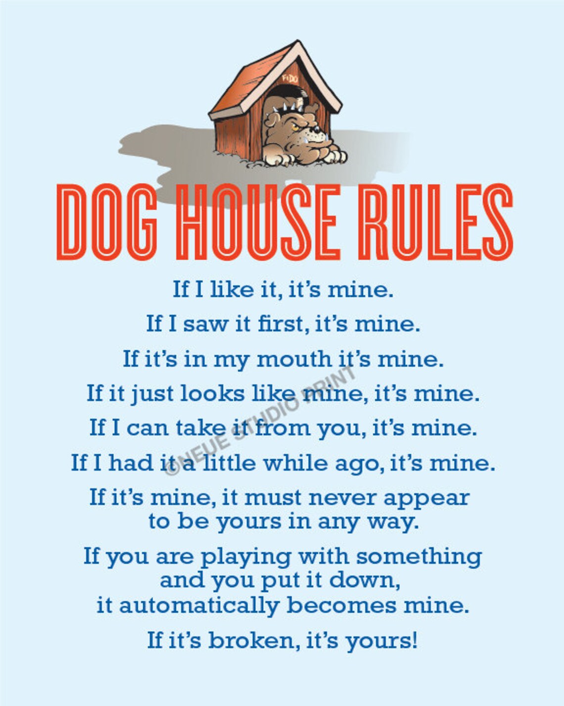 Kitchen Art Inspirational Quote Print Dog House Rules Wall Etsy